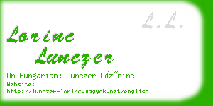 lorinc lunczer business card